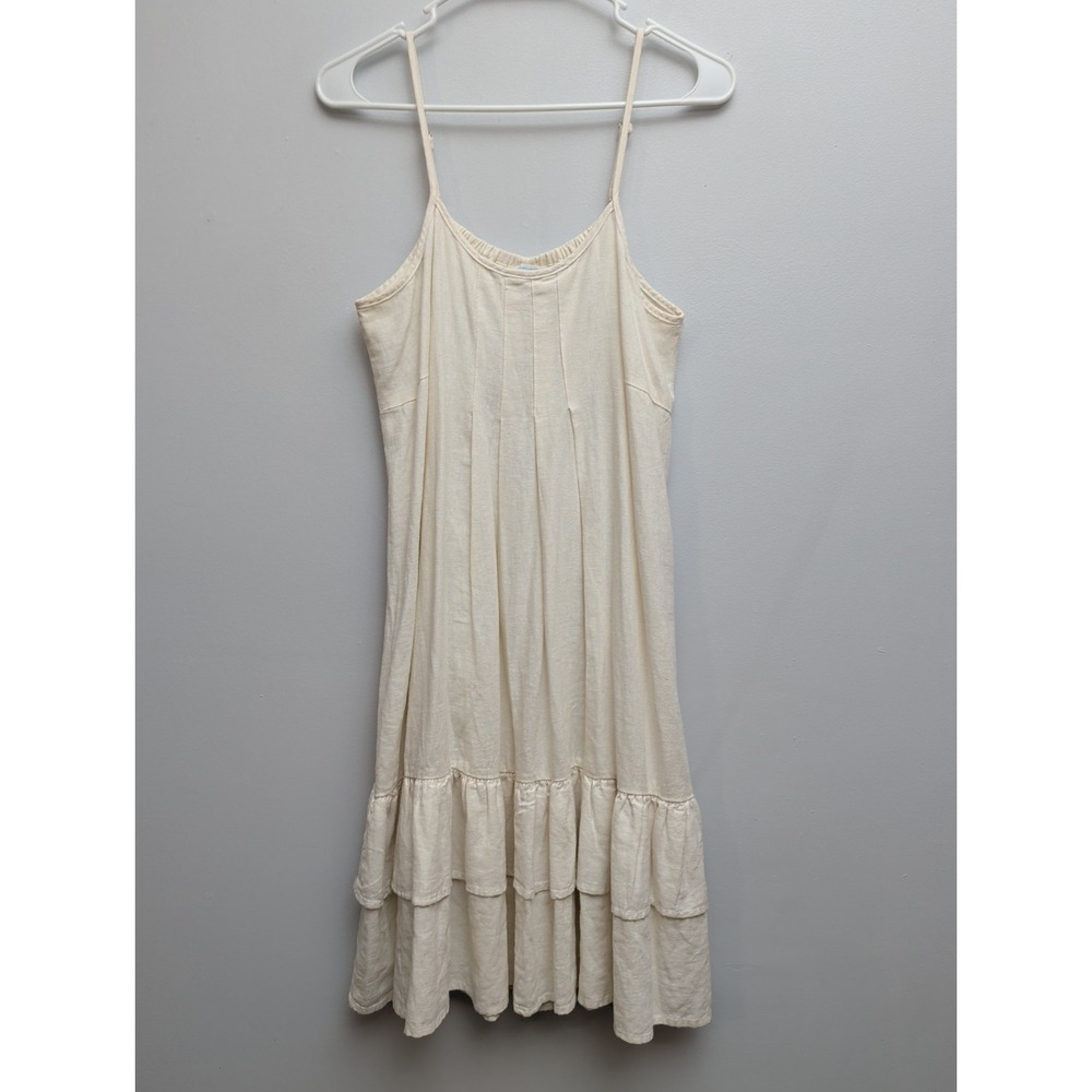 E3 4Our‎ Dreamers Sleeveless Tiered Ruffle Hem Slip Dress Pleated Bodice Sz Xs